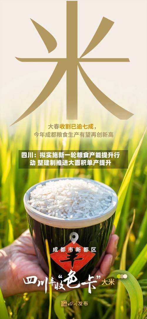 四川:拟实施新一轮粮食产能提升行动 整建制推进大面积单产提升-第1张图片