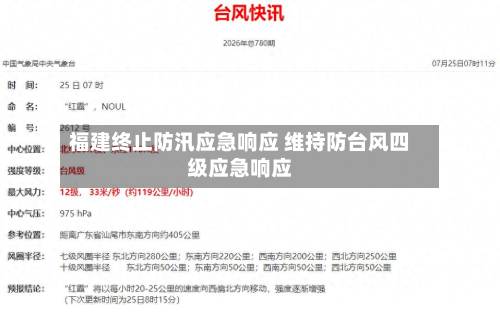 福建终止防汛应急响应 维持防台风四级应急响应-第1张图片