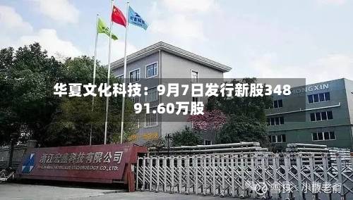 华夏文化科技：9月7日发行新股34891.60万股