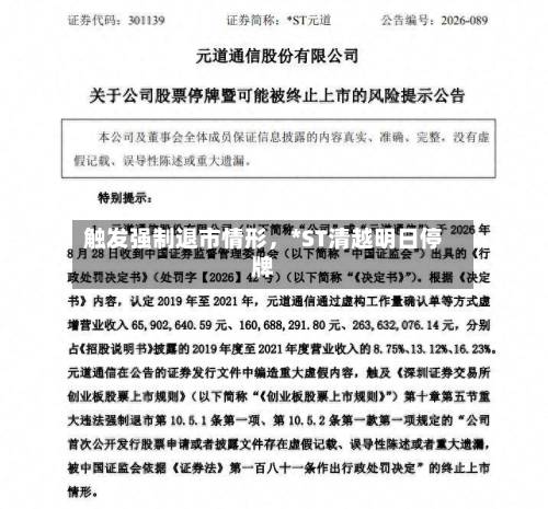 触发强制退市情形，*ST清越明日停牌-第3张图片