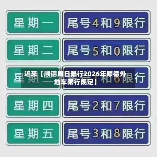 近来【顺德周日限行2026年顺德外地车限行规定】-第3张图片